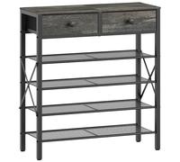 YATINEY Scarpiera, Scaffale Scarpiera a 4 Ripiani a Rete e 2 Cassetti in Tessuto Non Tessuto, per 20 Paia di Scarpe, per Ingresso, Corridoio, Armadio, Carbone e Nero XSS25BCY1