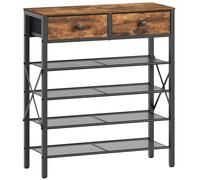 YATINEY Scarpiera, Scaffale Scarpiera a 4 Ripiani a Rete e 2 Cassetti in Tessuto Non Tessuto, per 20 Paia di Scarpe, per Ingresso, Corridoio, Armadio, Marrone Vintage e Nero XSS25BRY1N1