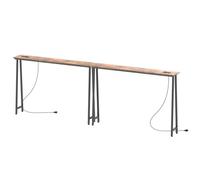 YATINEY Tavoli Consolle Ingresso Stretto 240 cm, Set di 2 Tavoli da Divano Ultrasottile con Stazione di Ricarica, per Ingresso, Corridoio, Dietro Divano, Marrone Vintage e Nero, XCT05L2CBR