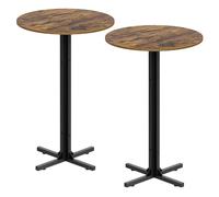 YATINEY Tavoli da Bar Rotondo in Stile Industriale 90 cm, Set di 2 Tavoli Bistrot Altezza Bancone con Piedini Regolabili, per Ristorante, Cucina, Pub, Caffetteria, Marrone Vintage e Nero XBT10L2BR