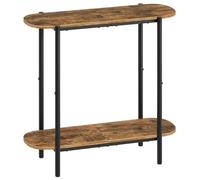 YATINEY Tavolo Console, Tavolino da Divano a 2 Ripiani, Tavolo da Ingresso, con Struttura in Metallo, Adatto per Soggiorno, Ingresso, Corridoio, Marrone Vintage e Nero XCT01BR