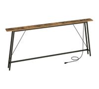 YATINEY Tavolo Consolle Ingresso con Stazione di Ricarica, 1 Presa Standard e 2 Porte USB, Tavolo Console Stretto in Metallo, per Ingresso, Corridoio, Soggiorno, Vintage Marrone e Nero, XCT205CBR