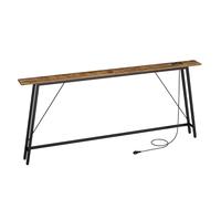 YATINEY Tavolo Consolle Ingresso con Stazione di Ricarica, 1 Presa Standard e 2 Porte USB, Tavolo Console Stretto in Metallo, per Ingresso, Corridoio, Soggiorno, Vintage Marrone e Nero, XCT185CBR