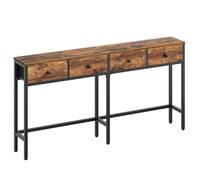 YATINEY Tavolo Consolle Ingresso Stretto 160 cm, Stile Industriale, con 4 Cassetti in Tessuto, per Soggiorno, Ingresso, Corridoio, Marrone Vintage e Nero, XCT40BR
