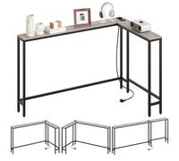 YATINEY Tavolo da Ingresso, Tavolo Console Largo 15 cm con 2 Prese e 2 Porte USB, Consolle Ingresso, per Dietro il Divano, Soggiorno, 3 Modalità di Combinazione, Grigio Invecchiato XCT07CBG