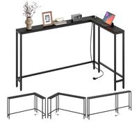 YATINEY Tavolo da Ingresso, Tavolo Console Largo 15 cm con 2 Prese e 2 Porte USB, Consolle Ingresso, per Dietro il Divano, Soggiorno, 3 Modalità di Combinazione, Nero XCT07CBB