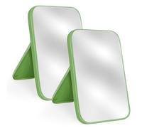 Yatnks 2 specchi da trucco da tavolo da scrivania, 20 cm, semplice specchio da viaggio portatile con supporto, in piedi e da appendere alla parete, doppio uso, verde