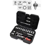 YATO Valigetta Utensili Set Bussole Cricchetto 1/4" 29 Pezzi Auto Set 1/2"
