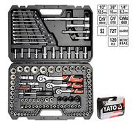 Yato Kit attrezzi YT-38801 – Set bussole 1/4", 3/8" e 1/2" 120 pezzi