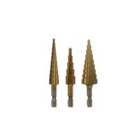 Yato YT-44731 - Set di 3 punte a gradini in acciaio rapido con rivestimento in titanio, 3-20 mm