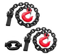 YATOINTO Confezione da 2 catene di sicurezza per rimorchio, grado 80, 91,3 cm, finitura nera per elettroforesi con gancio a scatto rosso da 3/8" e fermo per catena, resistente, peso di 11,3 kg