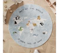 YATOLA Tappeto per Bambini Cameretta Gioco Gatto Animale Lavabile in Lavatrice Rotondo Morbido Blu Tappetino da Gioco Tappeto da Comodino Soggiorno Camera da Letto Delfino Balena (Blu, 120x120cm)
