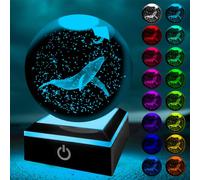 YATOSEEN 3D Balenae Luna Sfera di Cristallo con Luce Notturna Multicolore, Cristallo K9 Mini Balena Modello, Regalo per Bambini Amici Festa di Compleanno di Coppia