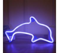 YATOSEEN Lampada al Neon di Delfino, Luce al Neon Alimentato da USB o 3 Batterie AA, Decorazione Murale Artistica a Insegne luminose per Camera Letto, Stanza, Decorazione Murale Bar Natale Compleanno