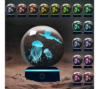 YATOSEEN Sfera di Cristallo Medusa 3D con Luce Notturna Multicolore, Cristallo K9 Modello di Mini Medusa Animale Marino, Regalo per Bambini Amici Coppia Festa di Compleanno