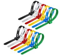 Yatrosynth 100 Pezzi Fascette Riutilizzabili, Strong Plastic Wire Ties, 200 x 4.8 mm, Indoor and Outdoor UV Resistant, per Recinzione Ordinare Cavi - Colori Misti