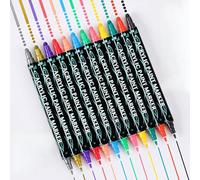 Yatrosynth 12 Colori Pennarelli Acrilici Doppia Punta, Punta Fine Pennello e Punta Media Set Pennarelli, per Dipingere Sassi, Tessuti, Metallo, Vetro, Tela, Ceramica, Plastica