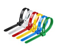 Yatrosynth 50 Pezzi Fascette Riutilizzabili, Strong Plastic Wire Ties, 200 x 4.8 mm, Indoor and Outdoor UV Resistant, per Recinzione Ordinare Cavi - Colori Misti