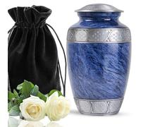 YATSKIA Urna funeraria in metallo blu per ceneri umane, urna per ceneri adulte maschio e femmina, urna funeraria per ceneri umane adulte, scatola decorativa, urna commemorativa umana per donne e