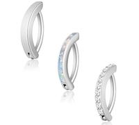 Yatumery 3 piercing per ombelico da donna, con ciondolo a scatto, con zirconia cubica, opale inverso, gioielli per il corpo da donna, 14 G, tono argento