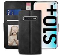 YATWIN Cover Samsung Galaxy S10 PLUS, Flip Custodia Portafoglio in Pelle Premium Slot, Interno TPU Antiurto, Supporto Stand, Stile Libro e Chiusura Magnetica per Samsung Galaxy S10 PLUS - Nero