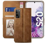 YATWIN Cover Samsung Galaxy S20, Cover a Libro Samsung Galaxy S20, Flip Custodia in Pelle Samsung S20 Portafoglio, Supporto Stand e Chiusura Magnetica Cover per Samsung Galaxy S20 - Marrone Scuro