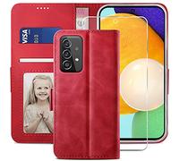 YATWIN Custodia Samsung Galaxy A32 5G, Cover a Libro Samsung Galaxy A32 5G, Flip Custodia Portafoglio in Pelle Samsung Galaxy A32 5G, Chiusura Magnetica Cover per Samsung Galaxy A32 5G - Rosso