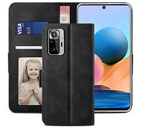YATWIN Custodia Xiaomi Redmi Note 10 Pro, Flip Portafoglio Custodia in Pelle Redmi Note 10 Pro Max, Supporto Stand e Chiusura Magnetica Cover per Xiaomi Redmi Note 10 Pro/Note 10 Pro Max - Nero