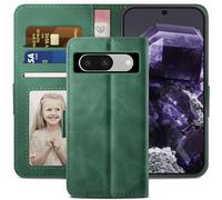 YATWIN per Google Pixel 8 Case, Custodia a portafoglio in pelle con slot per schede e funzione antiurto Custodia per telefono con cavalletto per Google Pixel 8 - Verde pino