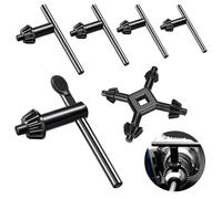 Yauhar Set di 6 chiavi per mandrino in acciaio al carbonio, 3/4 "5/8" 1/2" 3/8" 1/4" trapano elettrico strumento di bloccaggio e 4 in 1 punte in acciaio chiave mandrino per trapano utensili elettrici