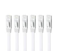 Yauhody Cavo Ethernet Cat 6 0.5m 6 Pezzi, Cavo Lan ad Alta Velocità RJ45 Patch di Rete Piatto 250MHz 1000 Mbit/s per Gigabit Internet, TV, PC, Router, Modenm, PS5, Più veloce di Cat5 (Bianco)