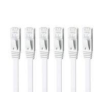 Yauhody Cavo Ethernet Cat 6 1m 6pezzi, RJ45 Cavo di Rete Piatto 1000Mbit/s Cavo Lan Alta Velocità Internet per Modem, Switch, Router, TV, PC, PS5, X-box (Bianco)