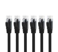 Yauhody Cavo Ethernet Cat 6 5m 6 Pezzi, Cavo Lan ad Alta Velocità RJ45 Patch di Rete Piatto 250MHz 1000 Mbit/s per Gigabit Internet, TV, PC, Router, Modenm, PS5, Più veloce di Cat5 (Nero)