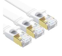 Yauhody Cavo Ethernet Cat 8 1m 3 Pezzi, RJ45 Cavo Lan Piatto 40Gbps 2000MHz S/FTP Alta Velocità Internet Cavo di Rete Schermato Patch per Gaming, PS5, Router, TV, PC, più Veloce di Cat7 (Bianco)