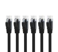 Yauhody Cavo Ethernet CAT6 1,5m 6Pz Nero, ad Alta Velocità, Piatto CAT6 Gigabit per Rete Internet LAN, Connettore RJ45 Antigroviglio per Modem, Router, Computer, TV, PS5, X-box (1.5 m, 6 Pz, Nero)