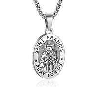 Yaumatea Collana con ciondolo a forma di cestino pasquale, da uomo e donna, con ciondolo a scelta tra San Michele, Vergine Maria, Raffaello, Giuda, Cristoforo, Florian, Benedetto, Giuseppe, Patrick