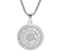 Yaumatea Collana con ciondolo a forma di sette arcangeli, per uomo e donna, amuleto protettivo, Arcangelo Michele, collana con ciondolo a forma di moneta Gabriel Uriel, spirituale, in acciaio