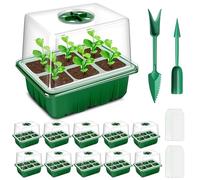 YAUNGEL Vassoi per semi, 10 Pack 60 Grande Cells Propagator con coperchi rialzati, vassoi per la crescita delle piantine con finestra regolabile per serre e giardini, Verde
