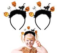 YAUOIPI 2 Pezzi Fasce per Capelli di Halloween,Fasce per Capelli Glitterate con Zucca Carina,Strega e Gatto Fantasma per Bambini Adulti Copricapo di Halloween Accessori per Costumi in Maschera (Nero)