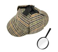 YAUOIPI Kit per costume da detective vittoriano, set di accessori per travestimento da detective Sherlock, cappello da cervo + lente d'ingrandimento, per abiti per la Giornata mondiale del libro