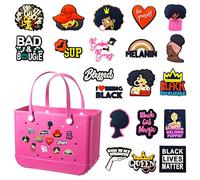 Yaveron 20Pcs Black Girl Charms per Bogg Bag Accessori Decorazione per Semplicemente Southern Totes Borsa da Spiaggia di Gomma, PVC, Nessuna pietra preziosa
