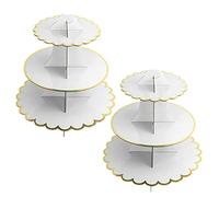 2 Pezzi Alzata per Cupcake Cartone 3 Piani, Supporti per Cupcake Supporto per Dessert Torte per Baby Shower, Compleanni, Feste (White)