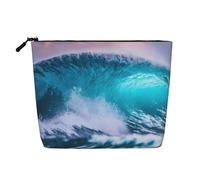 YaWea Blue Ocean - Trousse per cosmetici, con stampa a onde e cerniera, idea regalo per compleanno, Natale, laurea, nero, Taglia unica