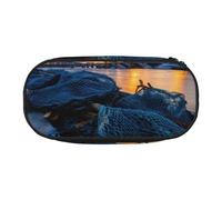 YaWea Grande astuccio per matite con stampa a rete da pesca, borsa organizer per matite grande per università, casa, ufficio