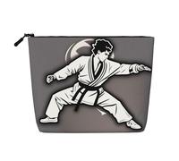 YaWea Karate-highkick-icon stampa astuccio cosmetici borsa da toilette con cerniera sacchetto amicizia regalo per compleanno, Natale, laurea, nero, Taglia unica