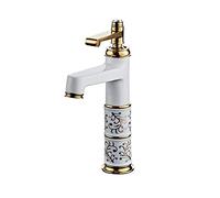 YAWEDA Bacino Rubinetti Ottone Placchi In Oro Rosa Rubinetto Lavandino Del Bagno Geramic Singola Maniglia Hole Deck Mount Miscelatore Acqua Di Rubinetto, Bianco Vernice Media