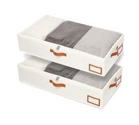 Yawinhe 2 Pack Scatole per Armadio Salvaspazio, con Finestra Trasparente Manici Rinforzati Organizer con Cerniera,per Trapunte, Coperte, 60x30x15cm, Beige, SNH001BES-2