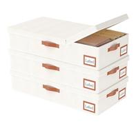 Yawinhe 3 Pezzi Contenitore Sottoletto, Con Il Coperchio Scatole Armadio, Grande Capacità Scatole Sotto Letto Contenitore, Utilizzato per Riporre Vestiti, 80x40x15cm, Beige, SNH004BEL-3-