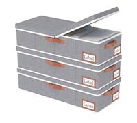 Yawinhe 3 Pezzi Contenitore Sottoletto,Sacchi Portaoggetti Pieghevole Sotto il Letto con coperchio e Maniglie,Utilizzato per Riporre Vestiti, Trapunte,Coperte,60x30x15cm,Grigio