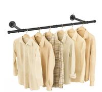 Yawinhe Attaccapanni Industriali Set di 1, Barra Appendiabiti da Parete a Tubo 112cm, Rimovibile Appendino, Salvaspazio, Montaggio Facile, per Spazio Stretto, Nero,YMG022-1
